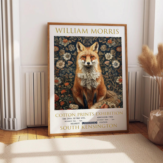 Fox Art Print – William Morris Poster | Vintage Woodland Animal Art Wall Decor