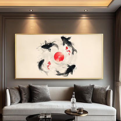 Japanese Koi Fish Vinyl Print: Asian Minimalist Wall Art