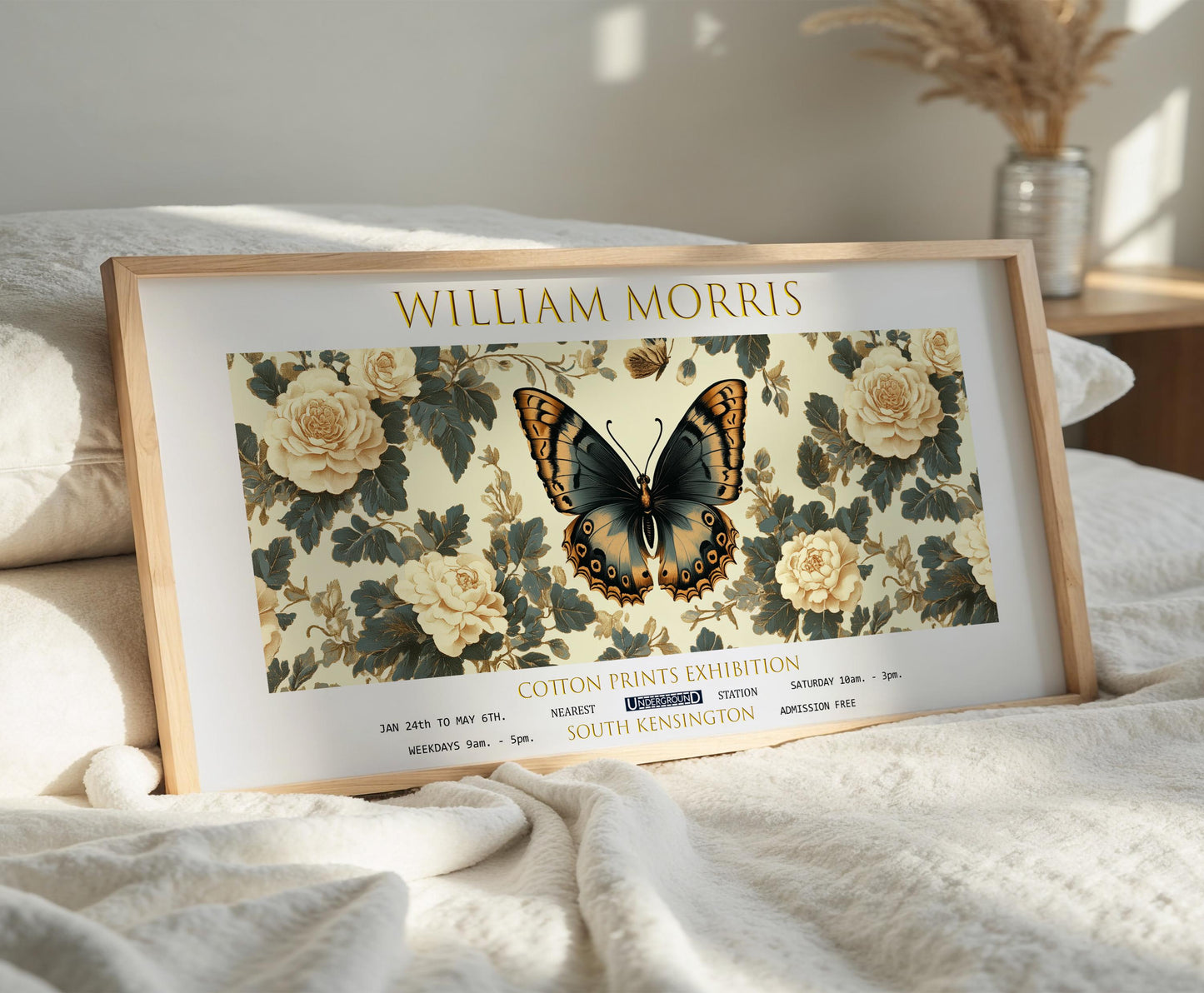 William Morris Butterfly Art Print: Vintage Botanical Textiles