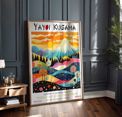 Print: Yayoi Kusama Mount Fuji, Japanese Landscape Colourful Wall Art