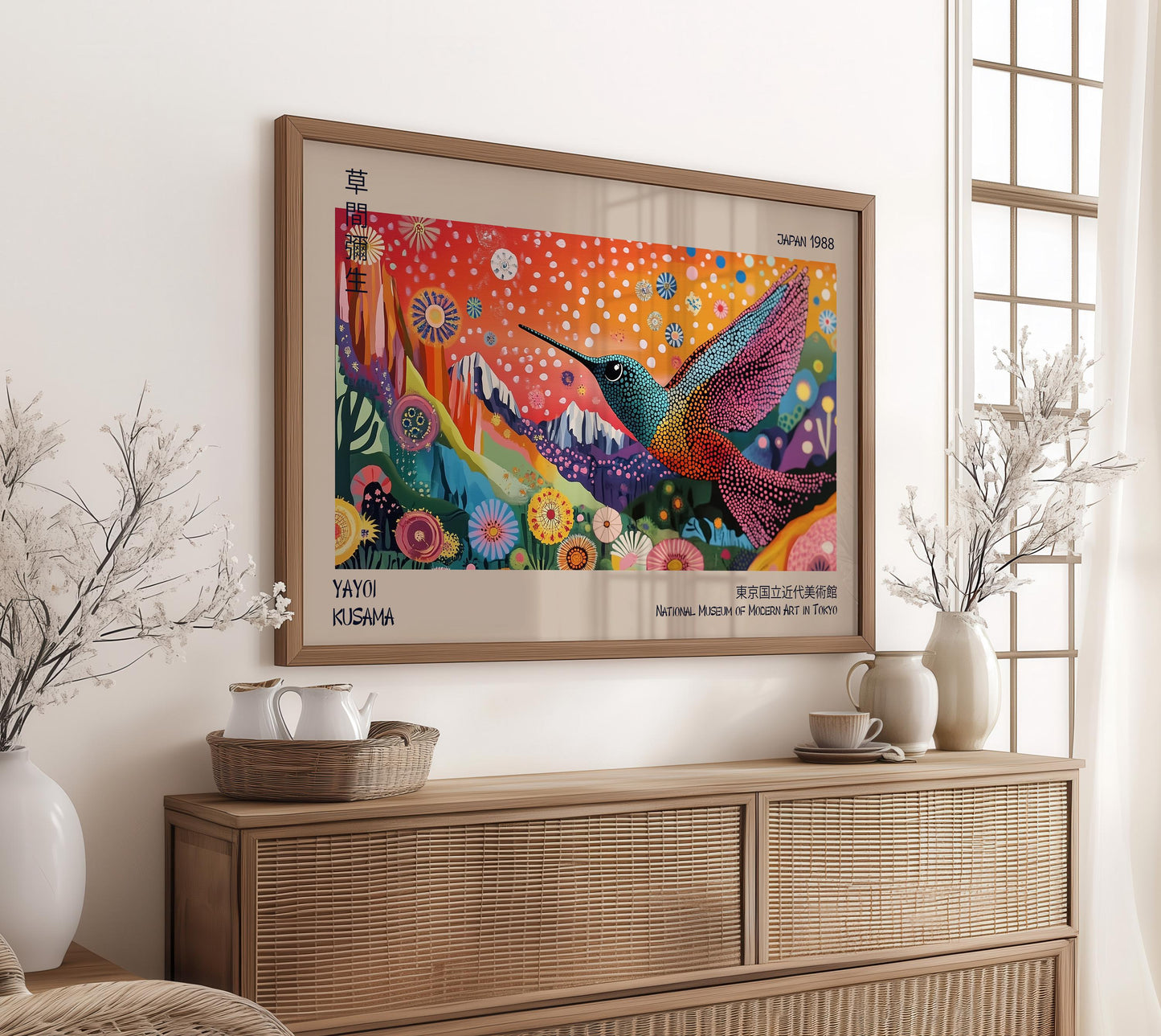 Yayoi Kusama Hummingbird Print: Japanese Art Exhibition Poster
