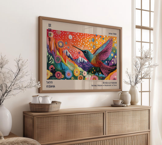 Yayoi Kusama Hummingbird Print: Japanese Art Exhibition Poster