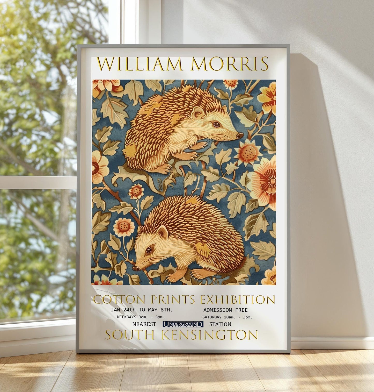 Vintage Floral Art – William Morris Print Featuring Hedgehog Wall Art on Premium Matte Paper