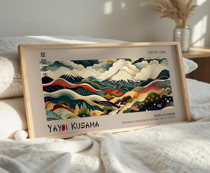 Yayoi Kusama Japanese Mountain Landscape Print: Modern Abstract Wall Art