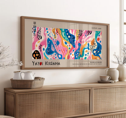 Yayoi Kusama Panoramic Art Print – Japanese Wall Art – Japanese Exhibition Poster