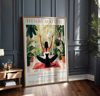 Yoga Cat Henri Matisse Art Print: Fauvist Tropical Painting