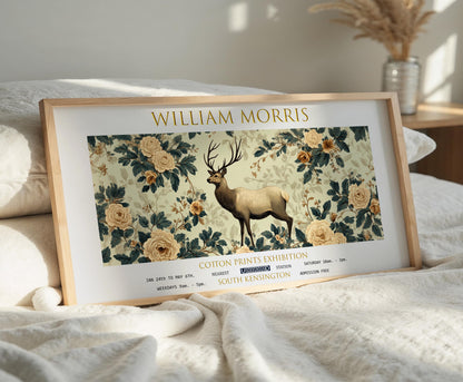 William Morris Deer Art Print: Vintage Botanical Panoramic Poster
