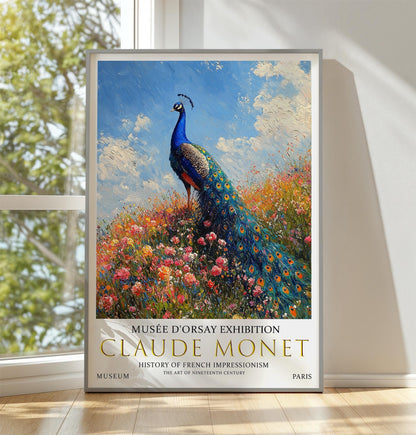 Claude Monet Peacock Art Print: French Impressionist Floral Wall Decor