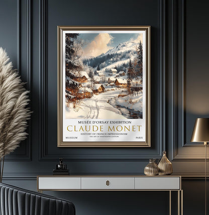 Monet Winter Village Print: Impressionist Winter Wall Art