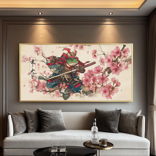 Samurai Frog Panoramic Print: Japanese Ukiyo-e Art