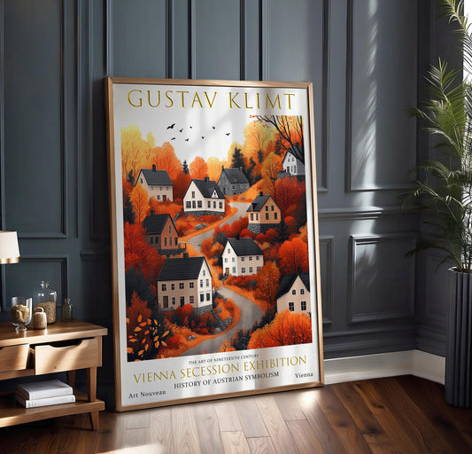 Gustav Klimt Print – Art Nouveau Wall Art | Vintage Autumn Village Poster