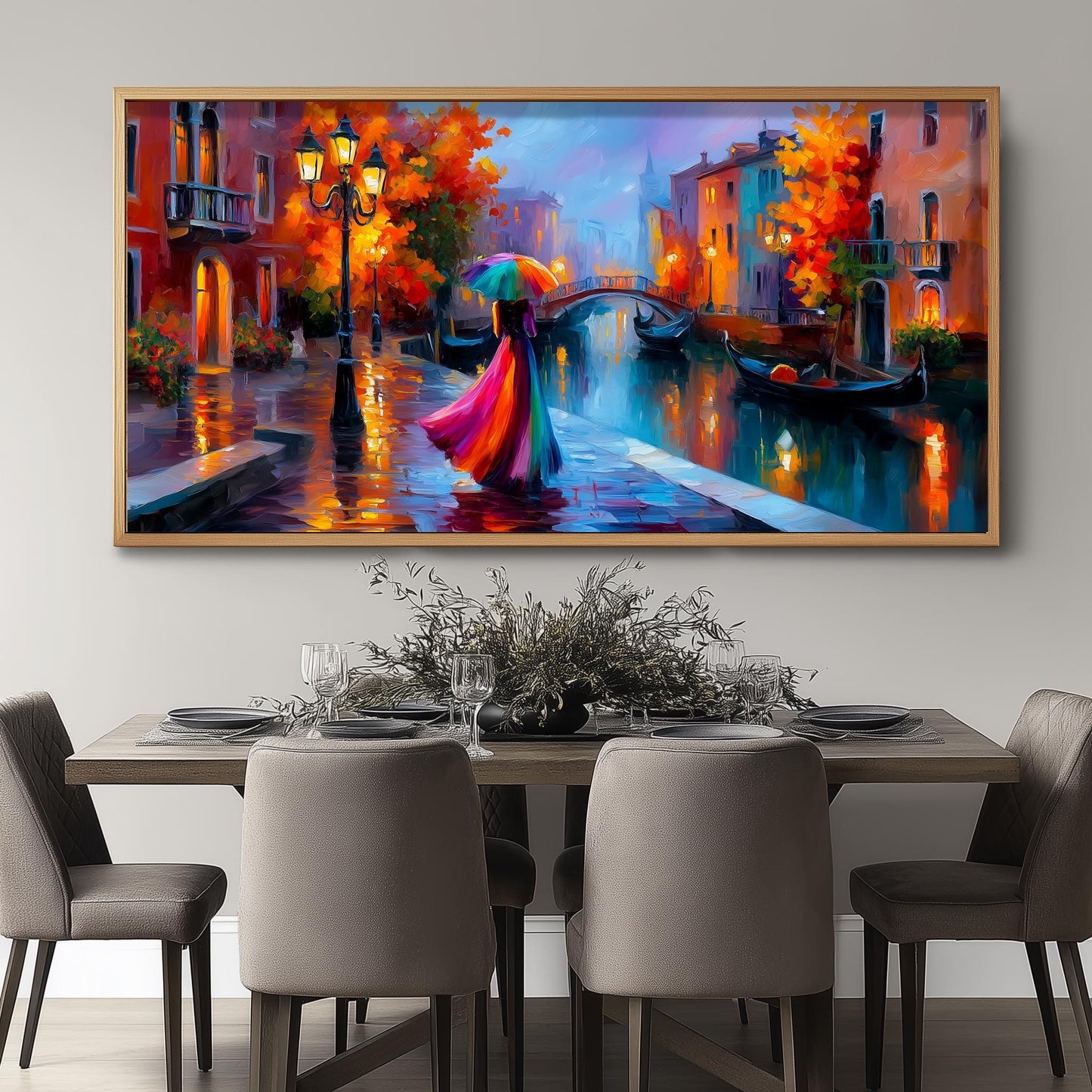 Colourful Umbrella Venice Panoramic Print