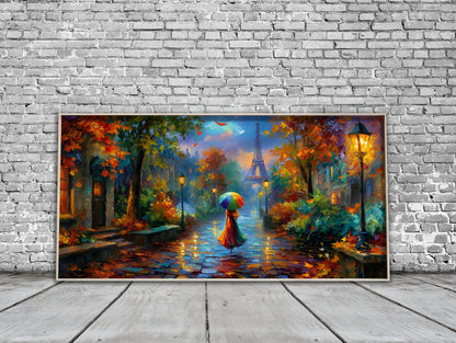 Paris Panoramic Print – Eiffel Tower Print – Impressionist Art Print