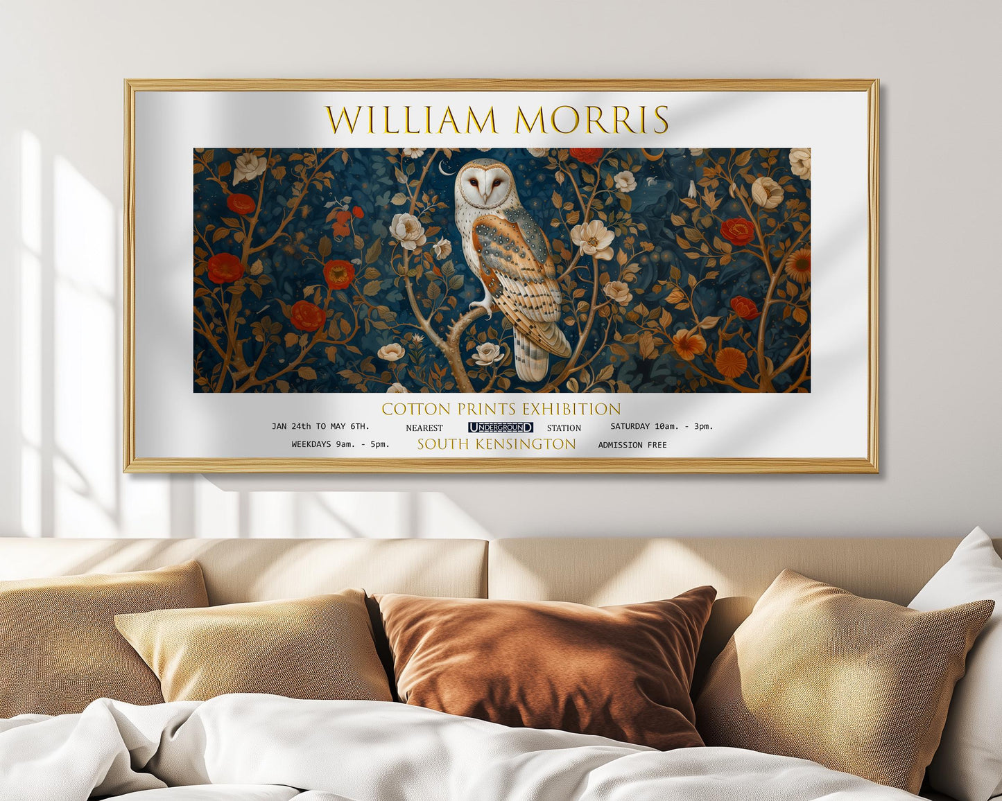 William Morris Owl Print: Vintage Floral Botanical Art