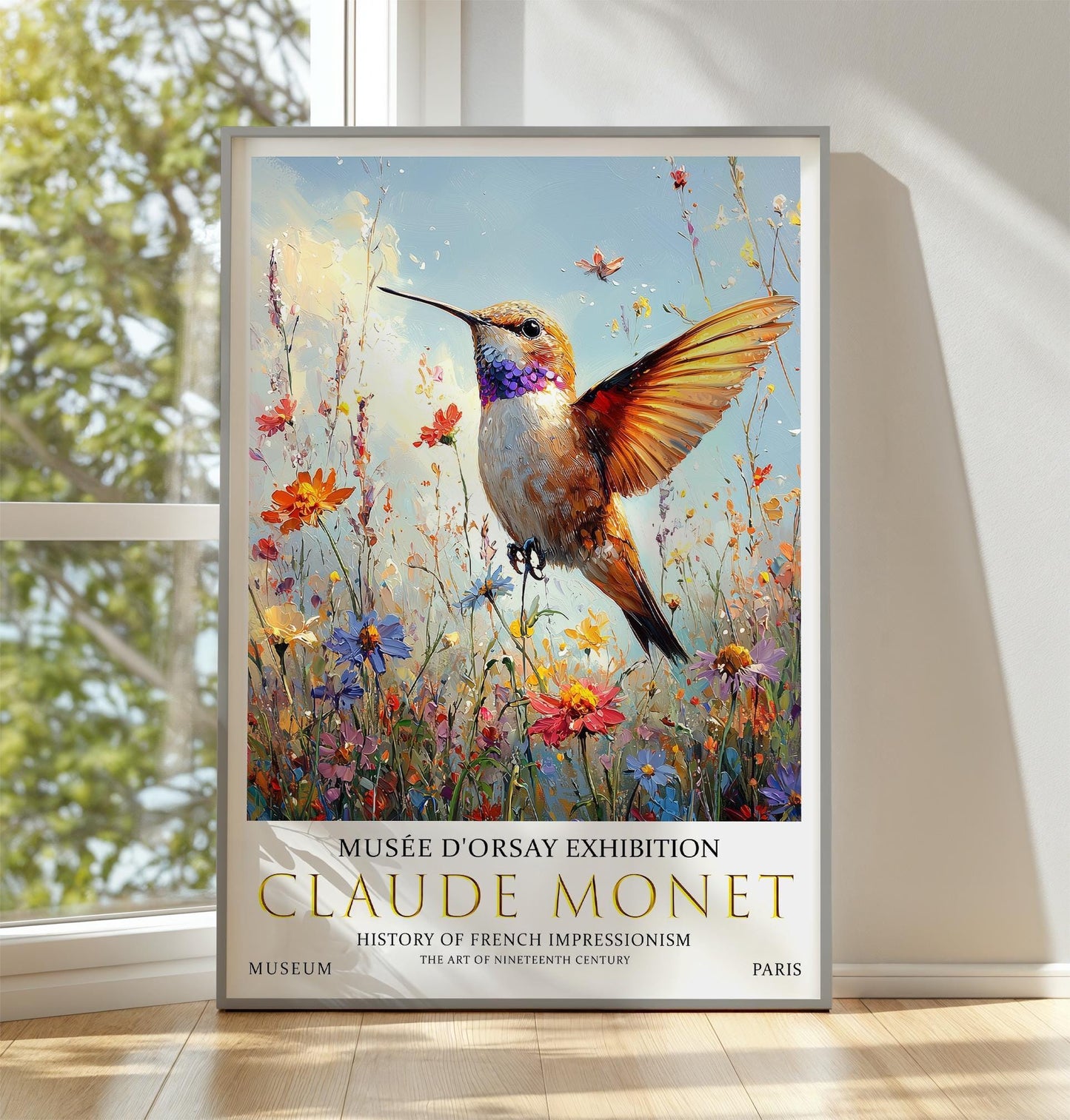 Claude Monet Hummingbird Print: Vintage Impressionist Wall Art