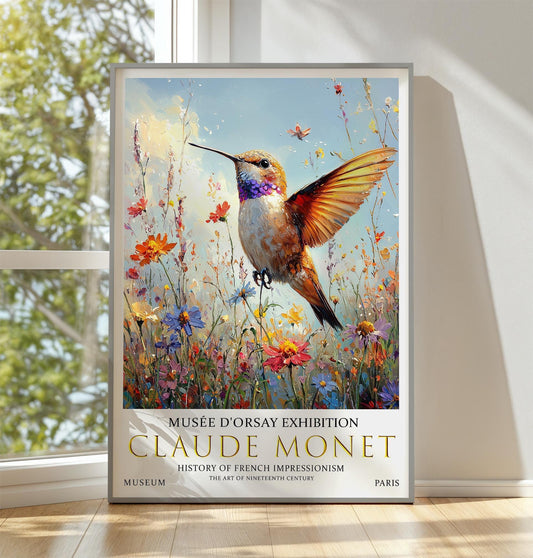 Claude Monet Hummingbird Print: Vintage Impressionist Wall Art