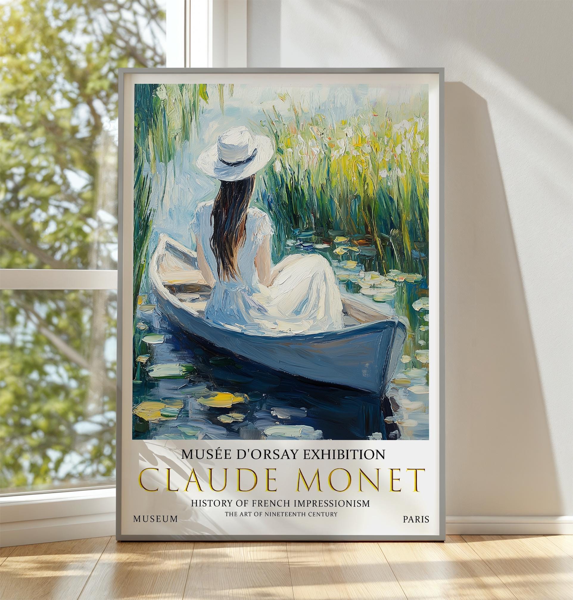 Print: Claude Monet Woman in Boat, Impressionist Wall Art, Unframed