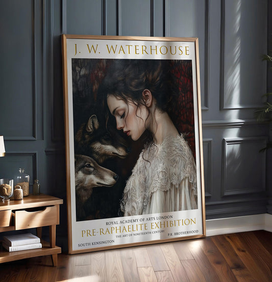 John William Waterhouse Print: Pre-Raphaelite Woman and Wolves