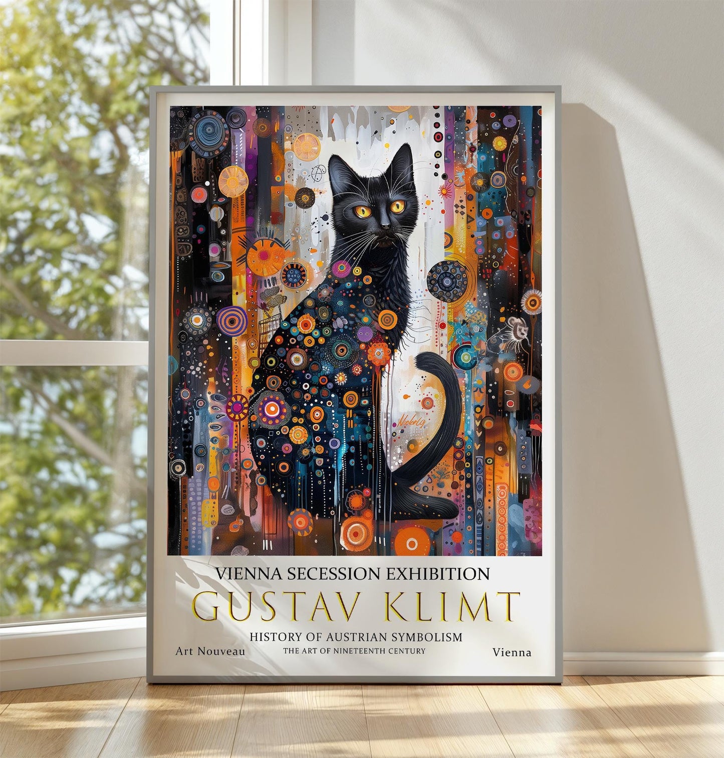 Gustav Klimt Art Print – Black Cat Artwork | Opulent Home Art Decor
