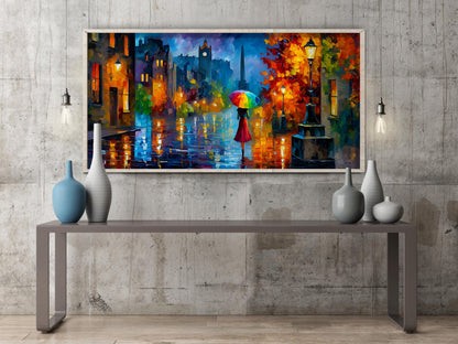 Princes Street Edinburgh Print – Scotland Panoramic Print – Impressionist Oil Painting