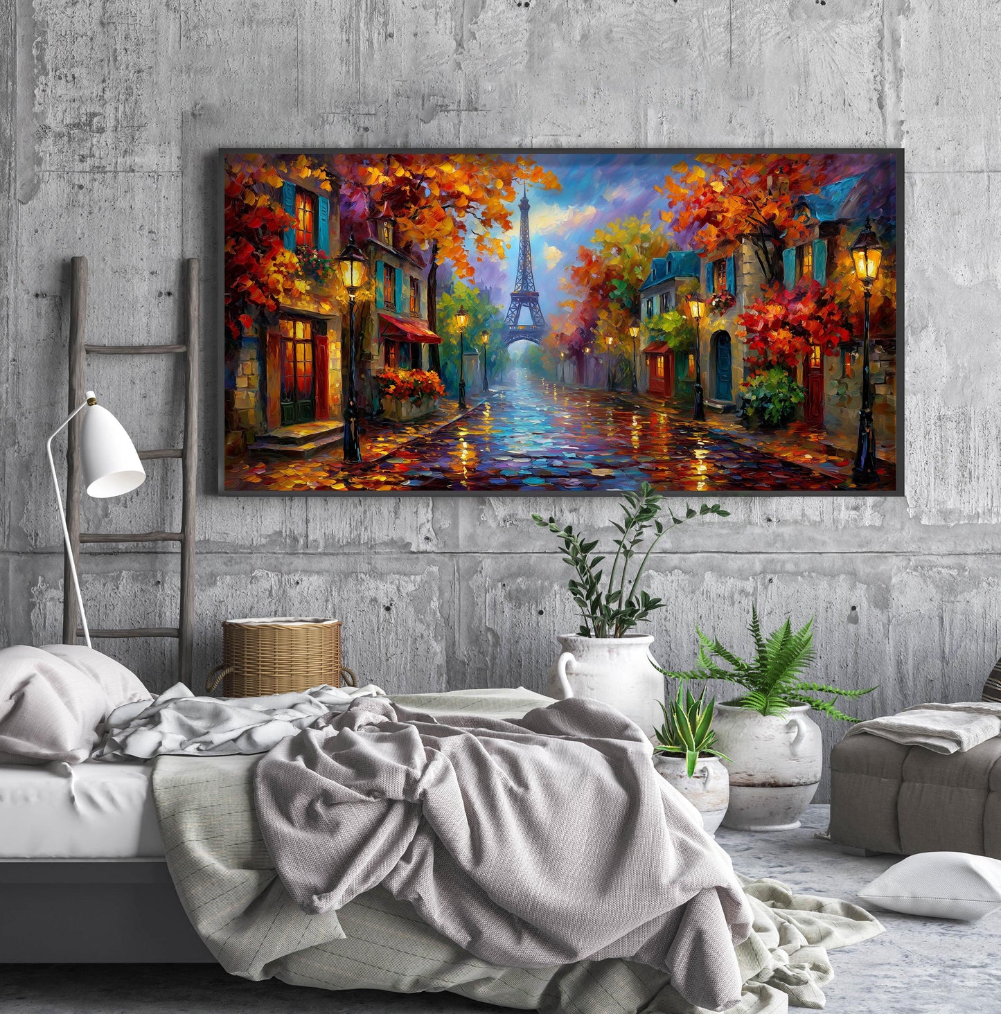 Paris Panoramic Print – Eiffel Tower Wall Art – Rainy Paris Street Art