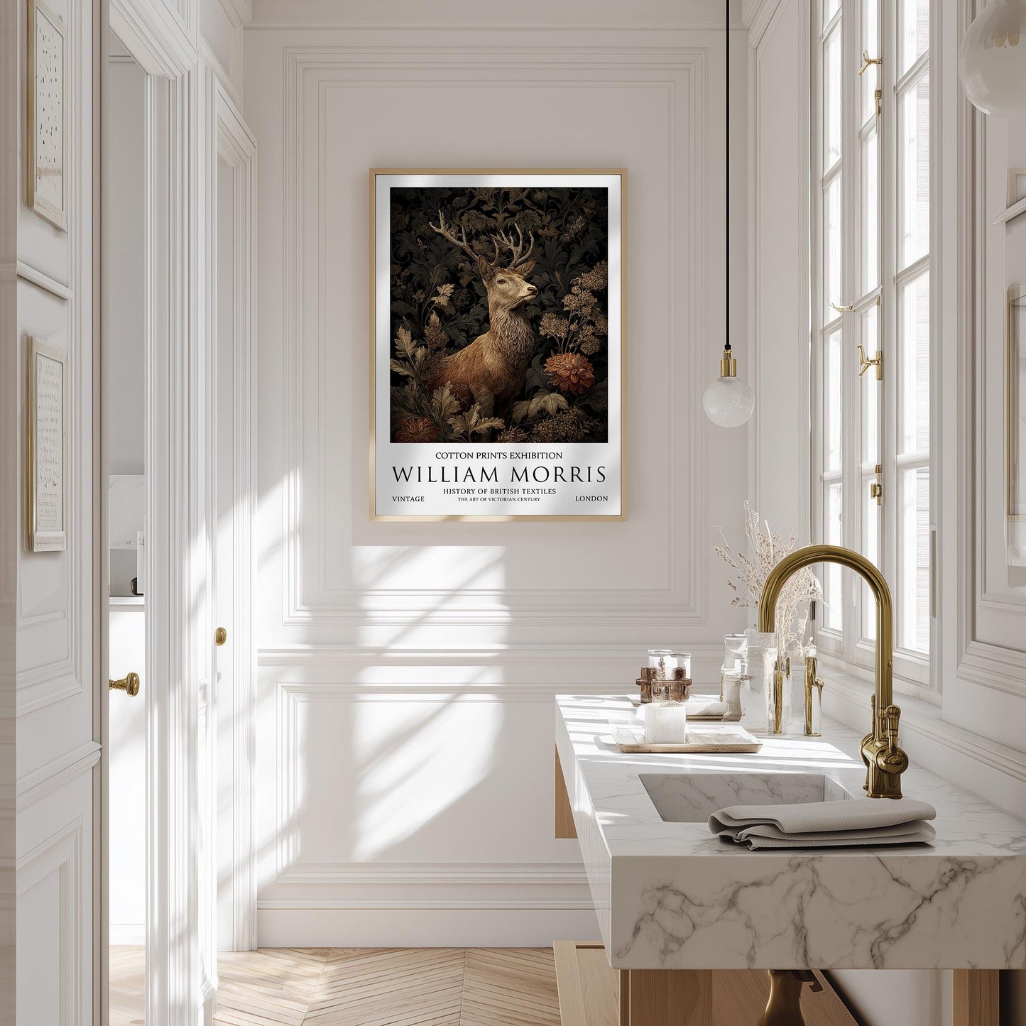 William Morris Stag Print: Vintage Botanical Dark Academia Wall Art