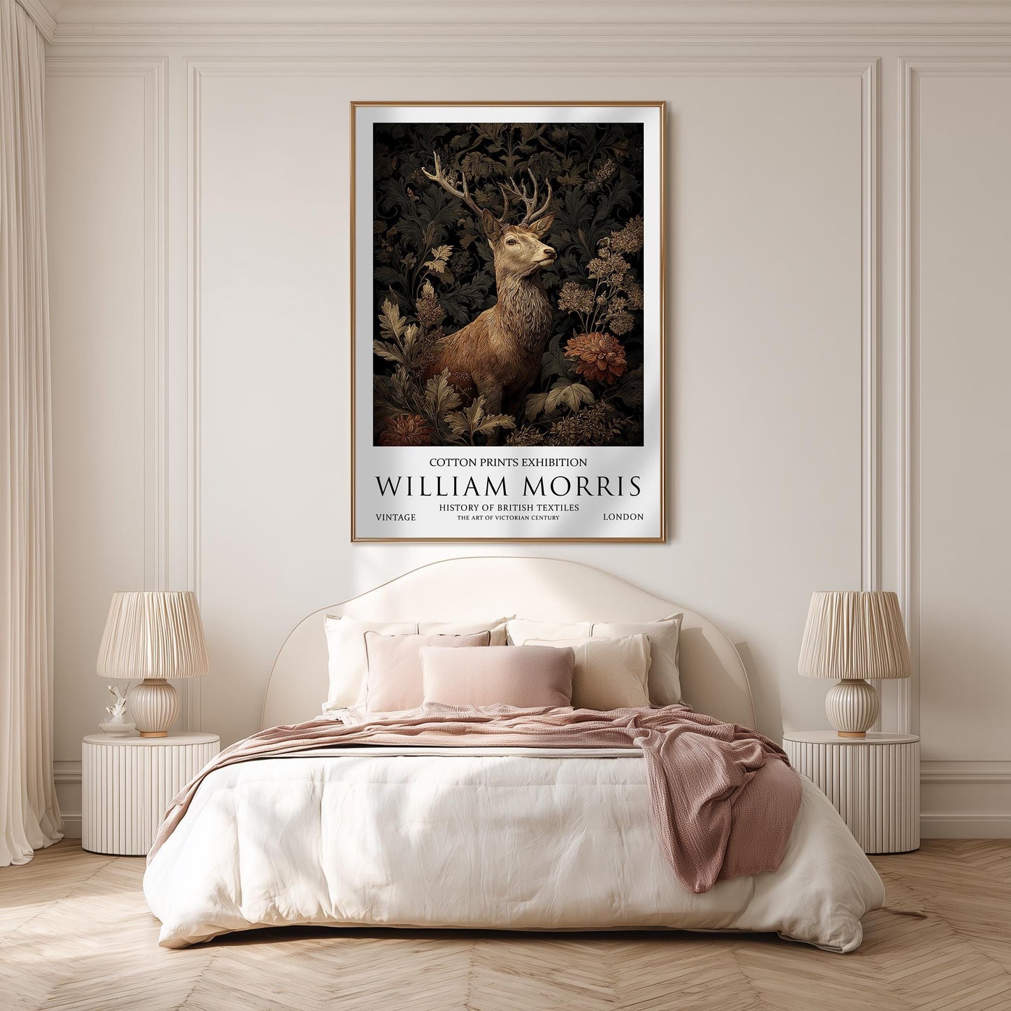 William Morris Stag Print: Vintage Botanical Dark Academia Wall Art