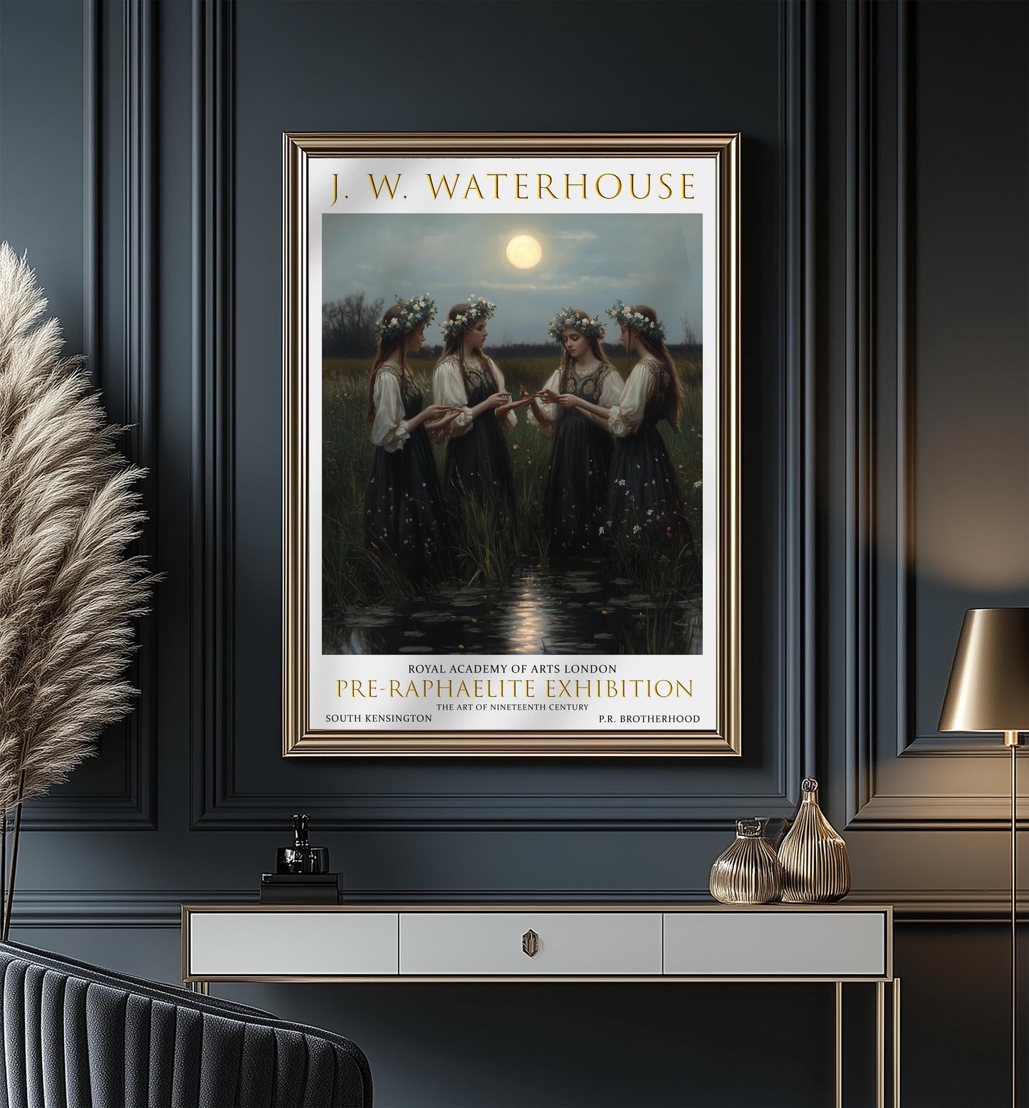 John William Waterhouse Print: Moonlit Nymphs, Pre-Raphaelite Art