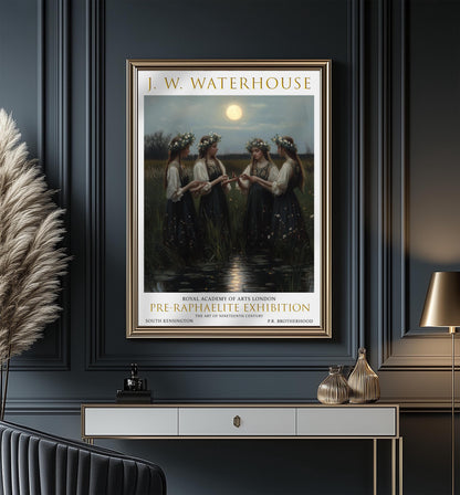 John William Waterhouse Print: Moonlit Nymphs, Pre-Raphaelite Art
