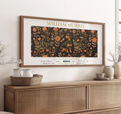 William Morris Dachshund Floral Print: Vintage Textiles Art