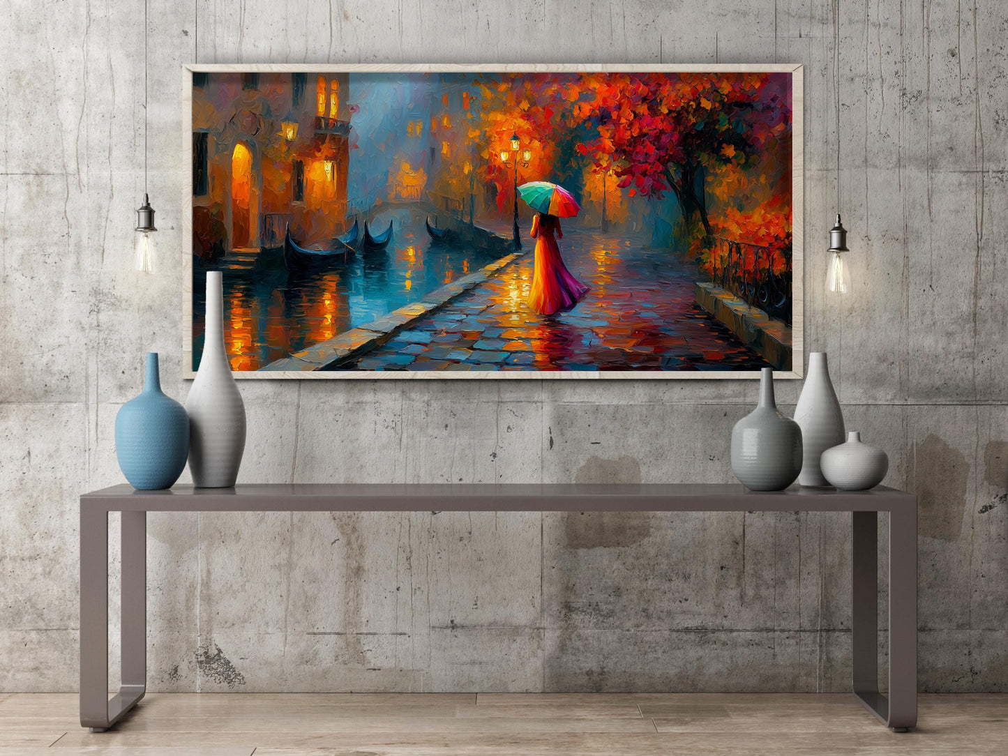 Venice Impressionist Oil Painting Panoramic Print