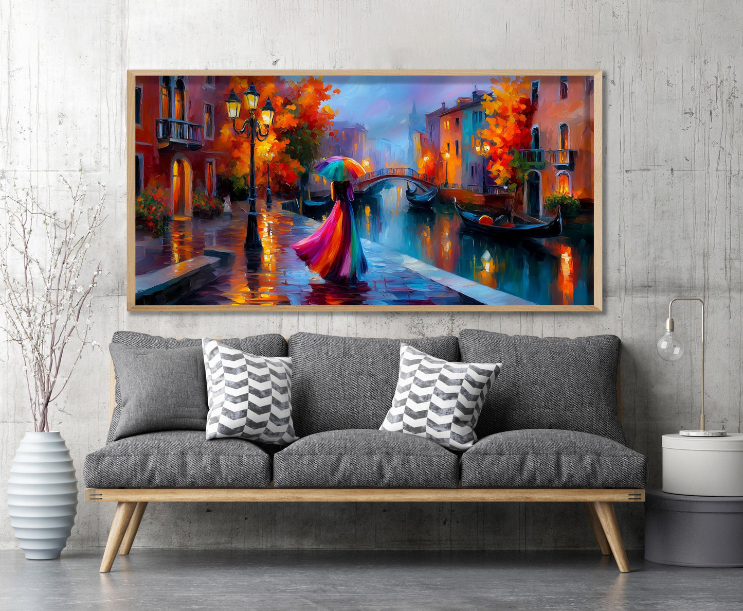 Colourful Umbrella Venice Panoramic Print