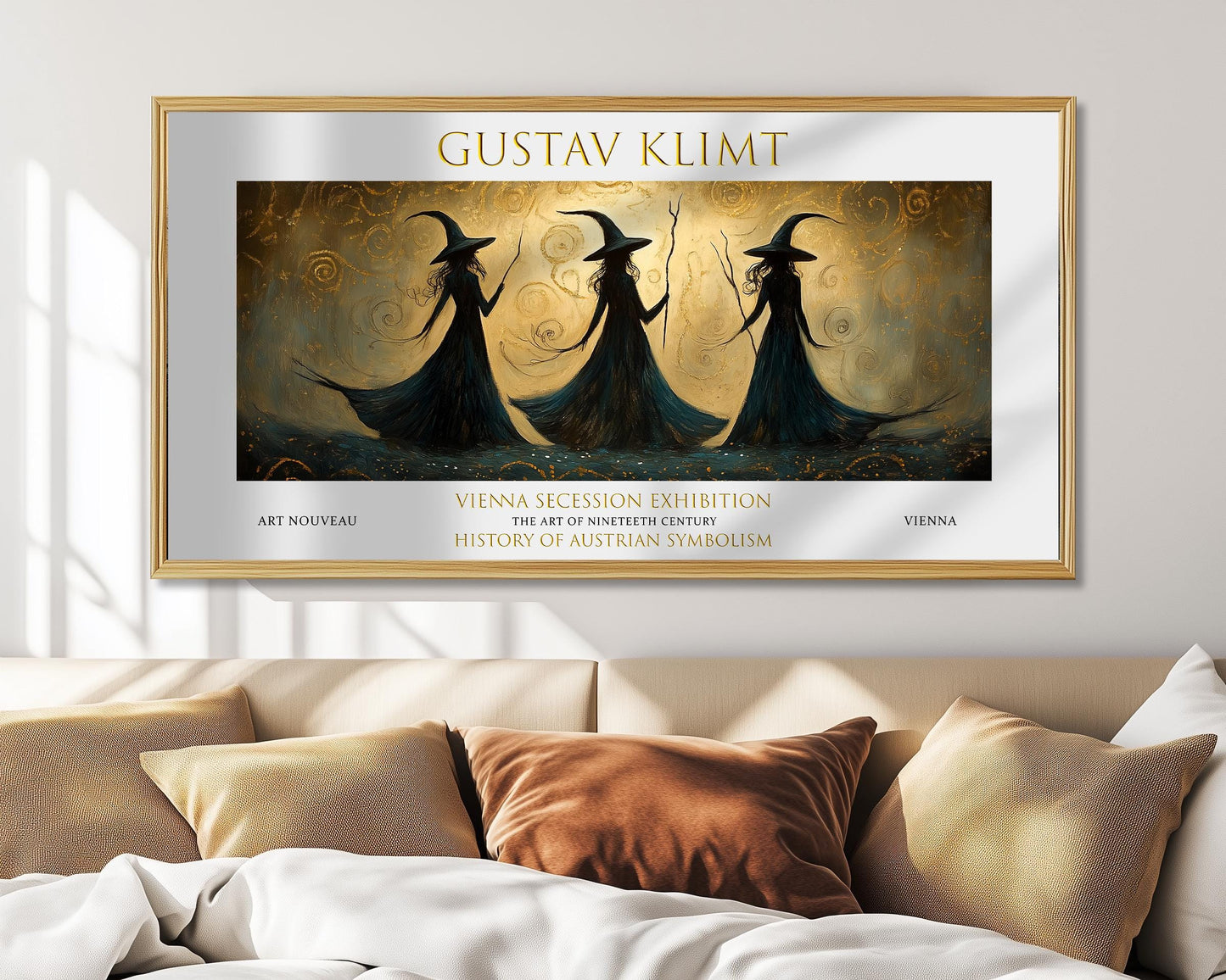 Gustav Klimt Witches Print: Art Nouveau Golden Mystic Poster