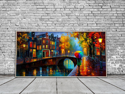 Amsterdam Canal Cityscape Panoramic Print