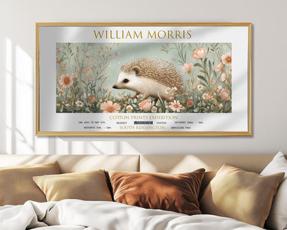 Print, William Morris Hedgehog, Vintage Botanical Panoramic Wall Art