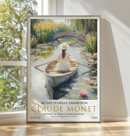 Claude Monet Art Print: Lady in Boat, French Impressionist Landscape