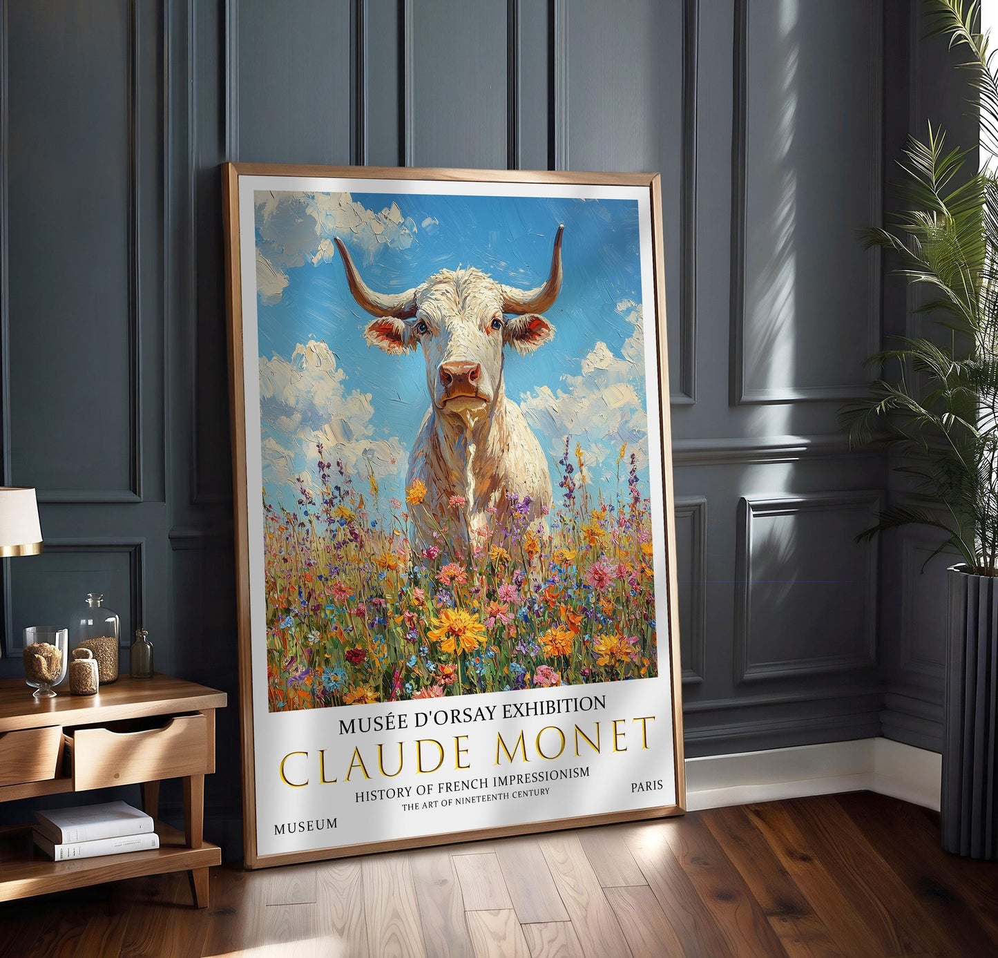Claude Monet Bull Print: Vintage Summer Meadow Art
