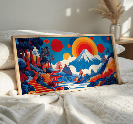 Japanese Mount Fuji Panoramic Print – Abstract Wall Art – Japanese Landscape