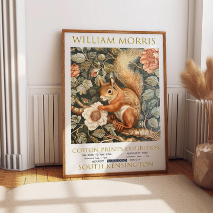 William Morris Squirrel Print: Vintage Floral Exhibition Poster
