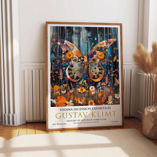 Gustav Klimt Art Print – Butterfly Garden Poster | Art Nouveau Gold Leaf Artwork