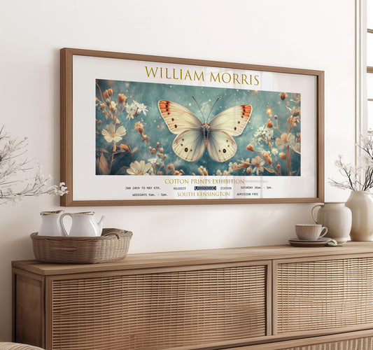 William Morris Butterfly Panoramic Print – Vintage Floral Wall Art