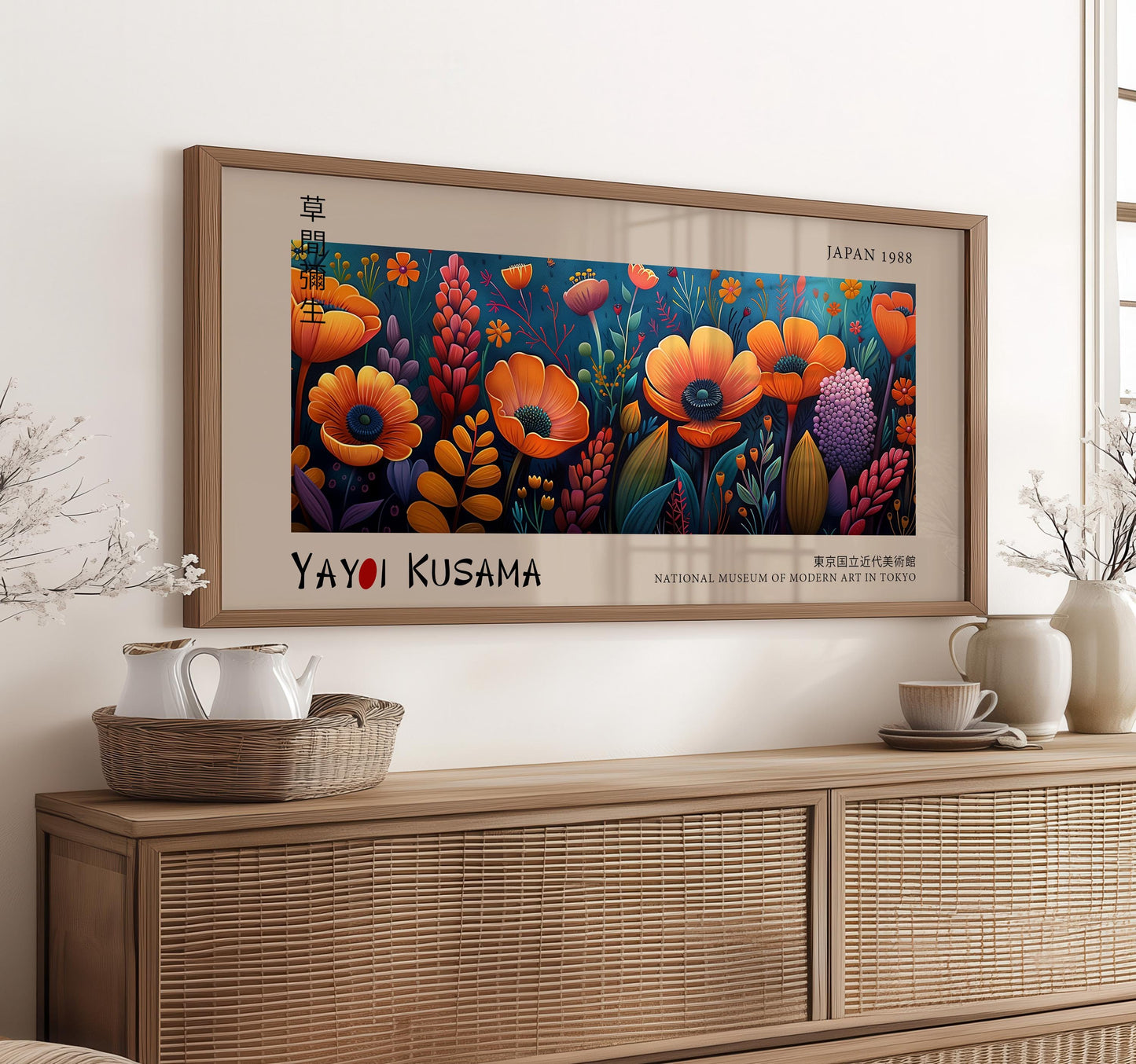 Yayoi Kusama Inspired Floral Print: Japanese Botanical Art