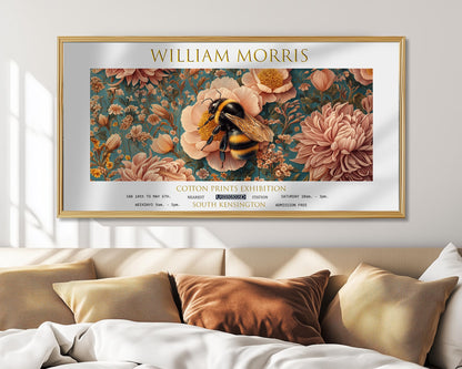 Print: William Morris Bee, Vintage Botanical Panoramic Wall Art