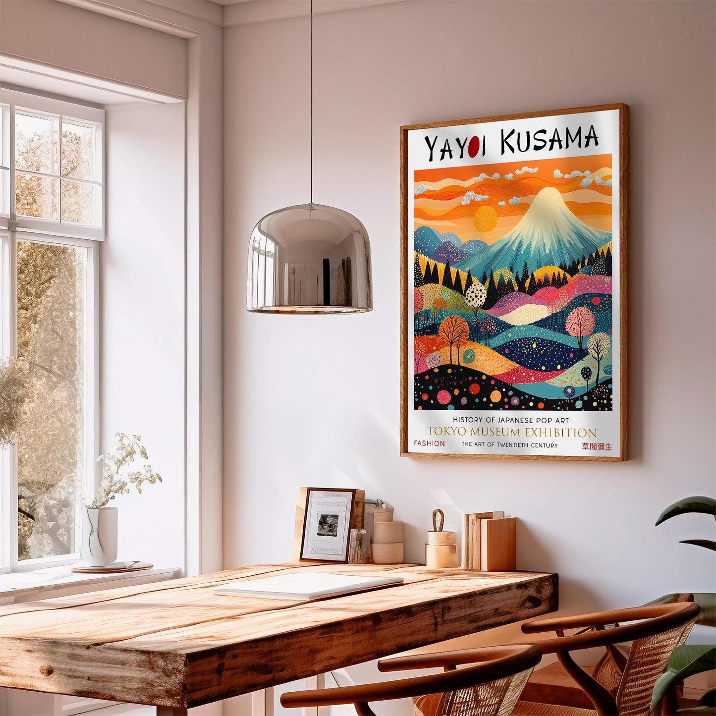 Print: Yayoi Kusama Mount Fuji, Japanese Landscape Colourful Wall Art