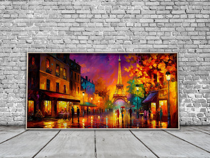 Eiffel Tower Art Print – Paris Panoramic Print – Colourful Paris Cityscape