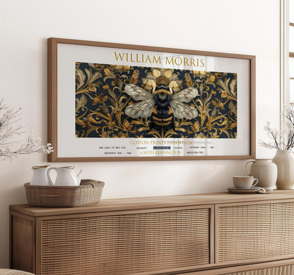 William Morris Gold Bee Print: Vintage Panoramic Textiles Art
