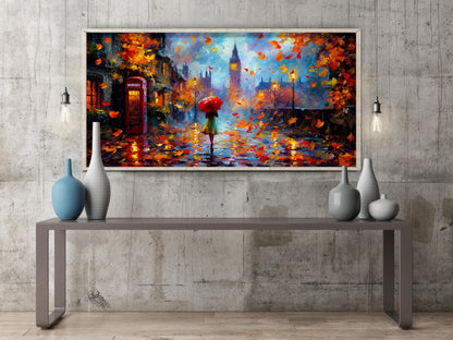 London Panoramic Print – Big Ben Wall Art – Impressionist Oil Painting