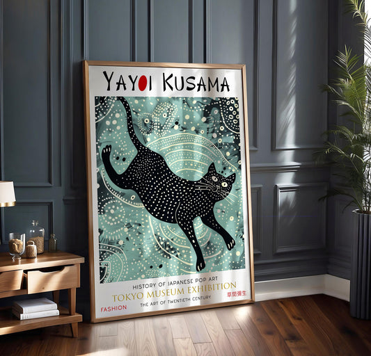 Yayoi Kusama Cat Print: Japanese Art Exhibition Poster