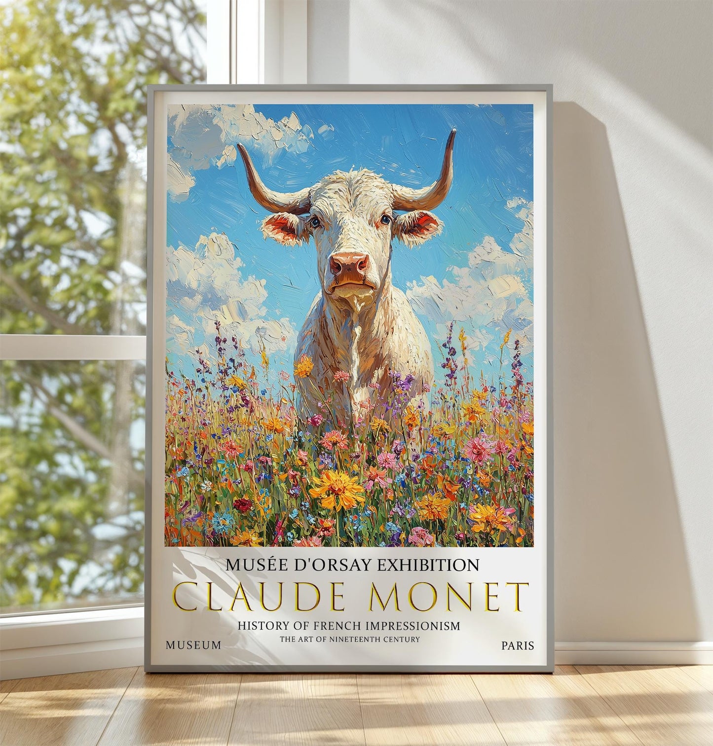 Claude Monet Bull Print: Vintage Summer Meadow Art
