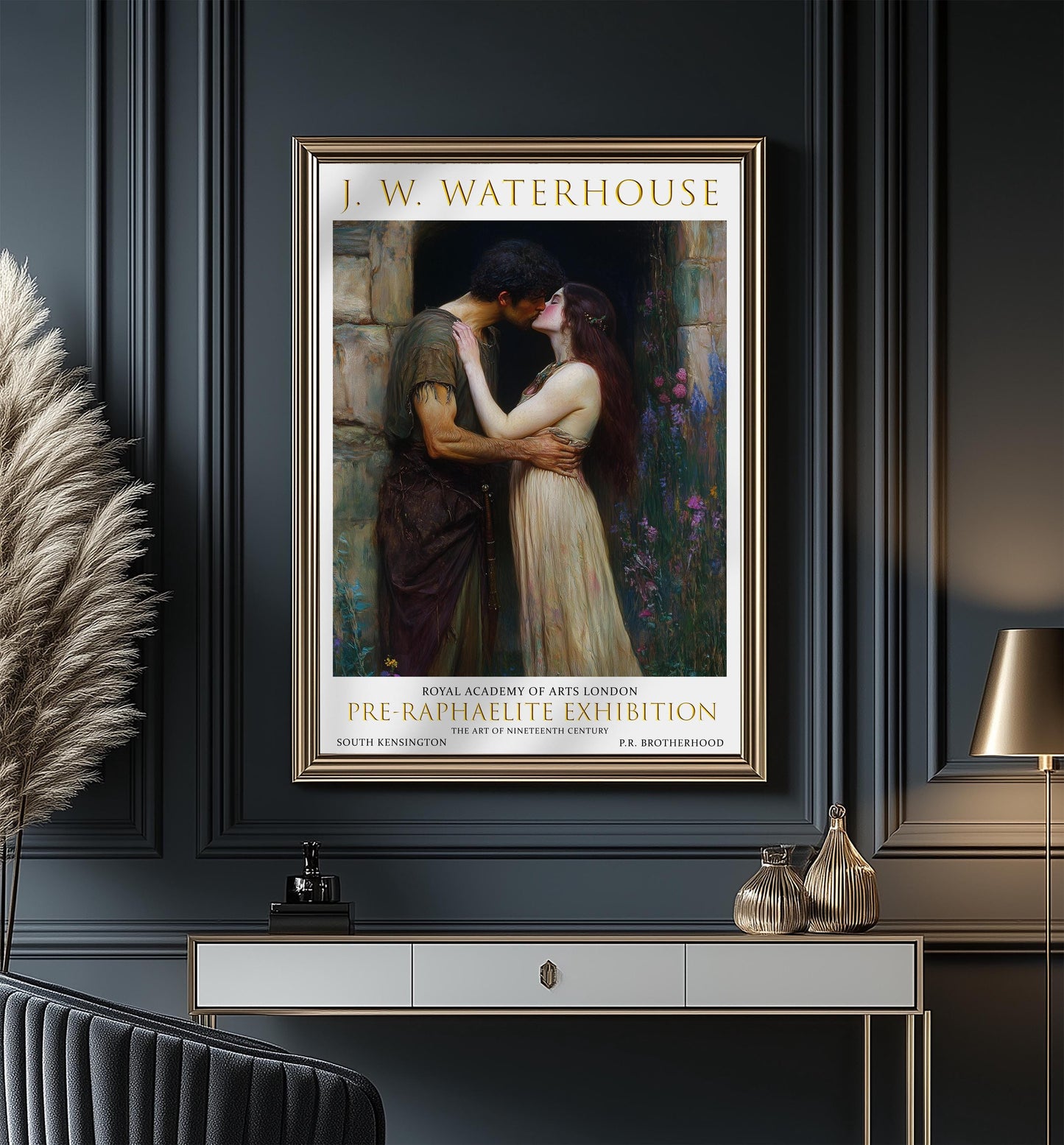 Waterhouse The Kiss Print: Vintage Pre-Raphaelite Art